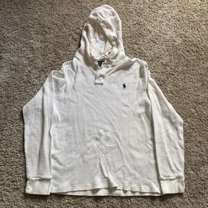 Polo‎ Ralph Lauren Cream Off-white Waffle Knit Hoodie Shirt Size S/M